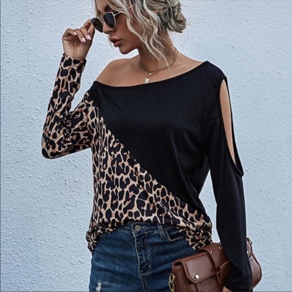 💃🏻SOPHIA Black leopard Cut out shoulder - Picture 3 of 11